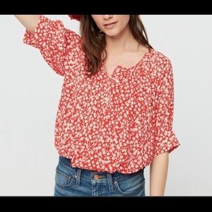 JCREW  Red and white floral blouse. 🌺❤️🌺❤️size large